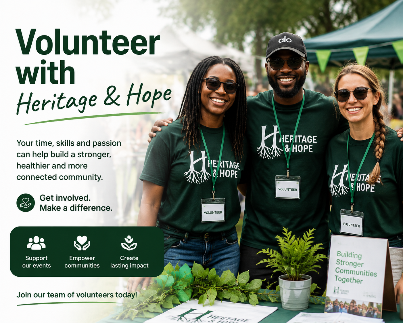 Heritage & Hope volunteers smiling at a community event